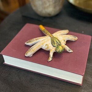 NEW! GOOD LUCK STONEWARE DRAGONFLY 6.75" DECOR